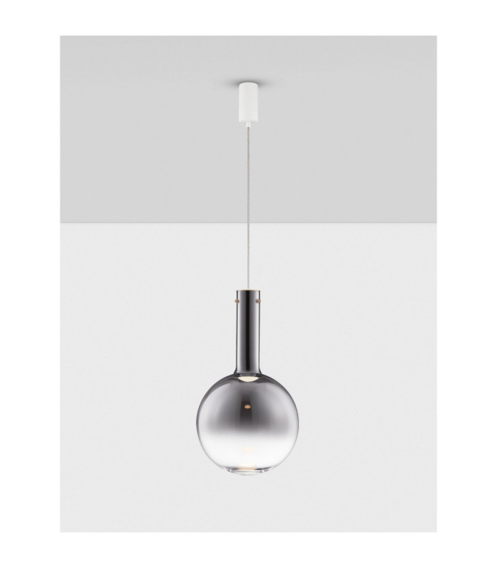 Nostos Globe Pendant Ceiling Light Smokey Grey Gold Matt White Triac Dimmable LED 8W 440lm 3000K-4