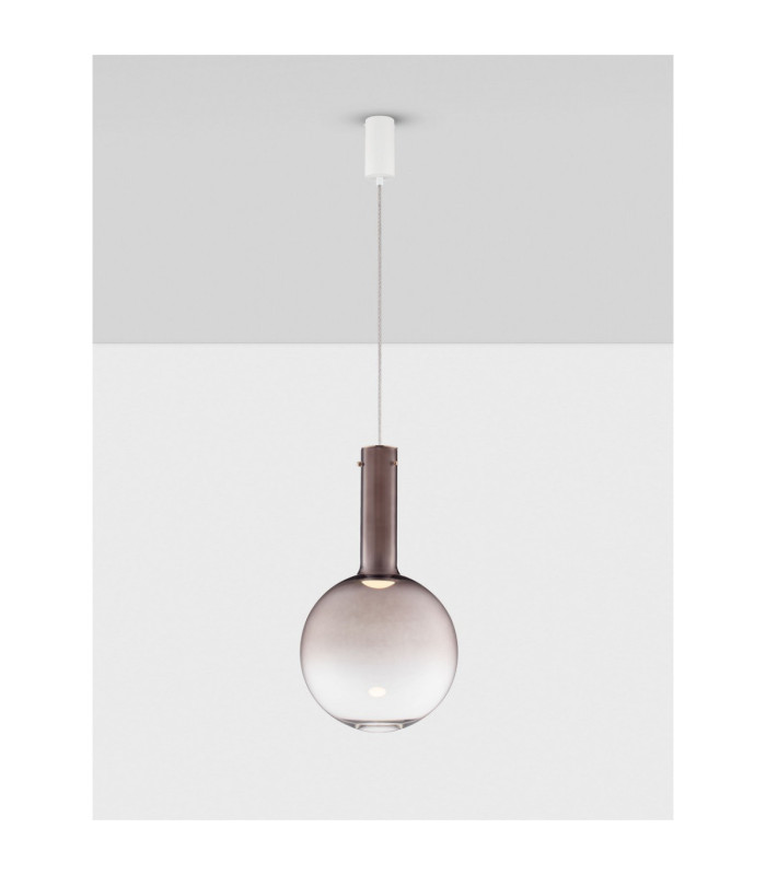 Nostos Globe Pendant Ceiling Light Brown Gold Matt White Triac Dimmable LED 8W 440lm 3000K-4