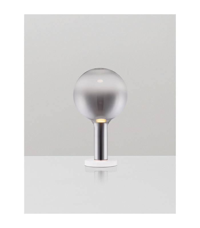 Nostos Globe Table Lamp Smokey Grey Gold Matt White Touch Dimmable LED 3W 165lm 3000K-4