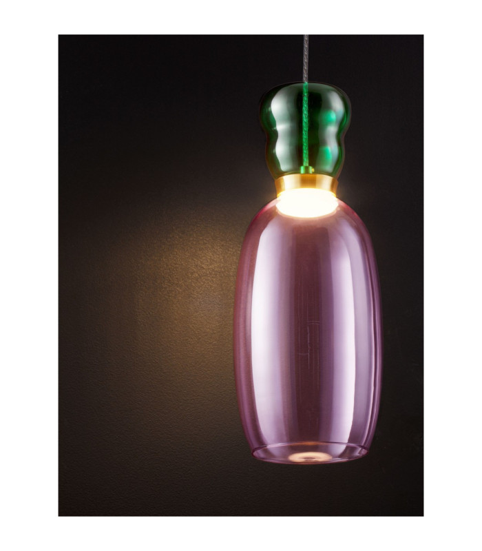 Pluma Slim Pendant Ceiling Light Glossy Purple Gold LED 5W 450lm 3000K-6
