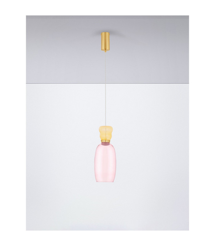 Pluma Slim Pendant Ceiling Light Glossy Yellow Pink Gold LED 5W 450lm 3000K-3