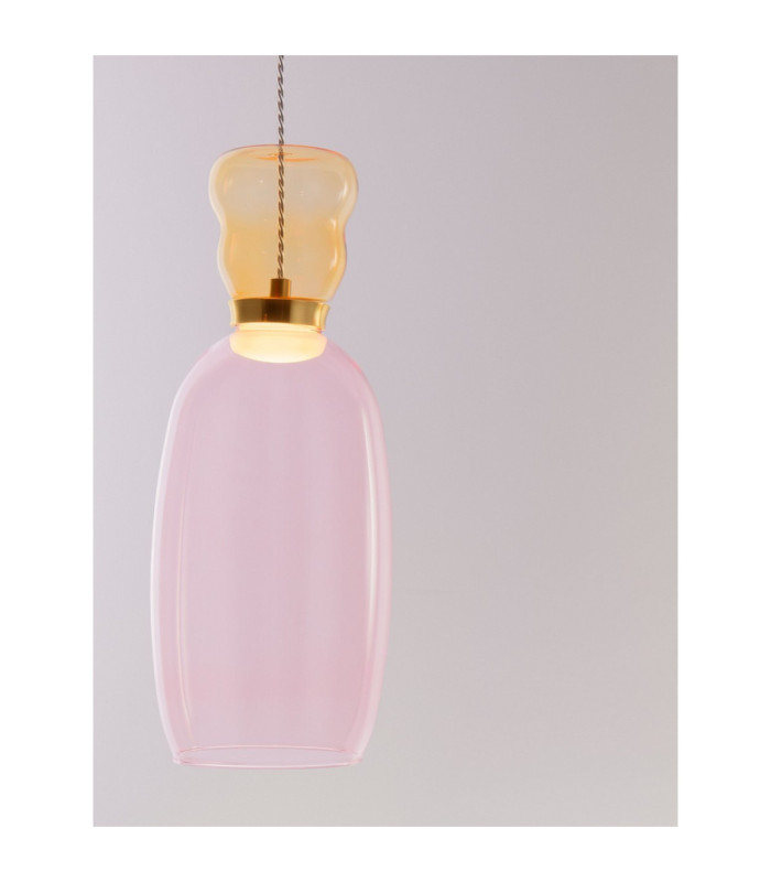 Pluma Slim Pendant Ceiling Light Glossy Yellow Pink Gold LED 5W 450lm 3000K-6