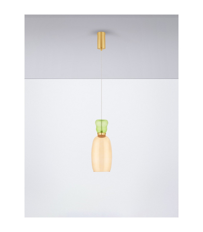 Pluma Slim Pendant Ceiling Light Glossy Light Green Yellow Gold LED 5W 450lm 3000K-3