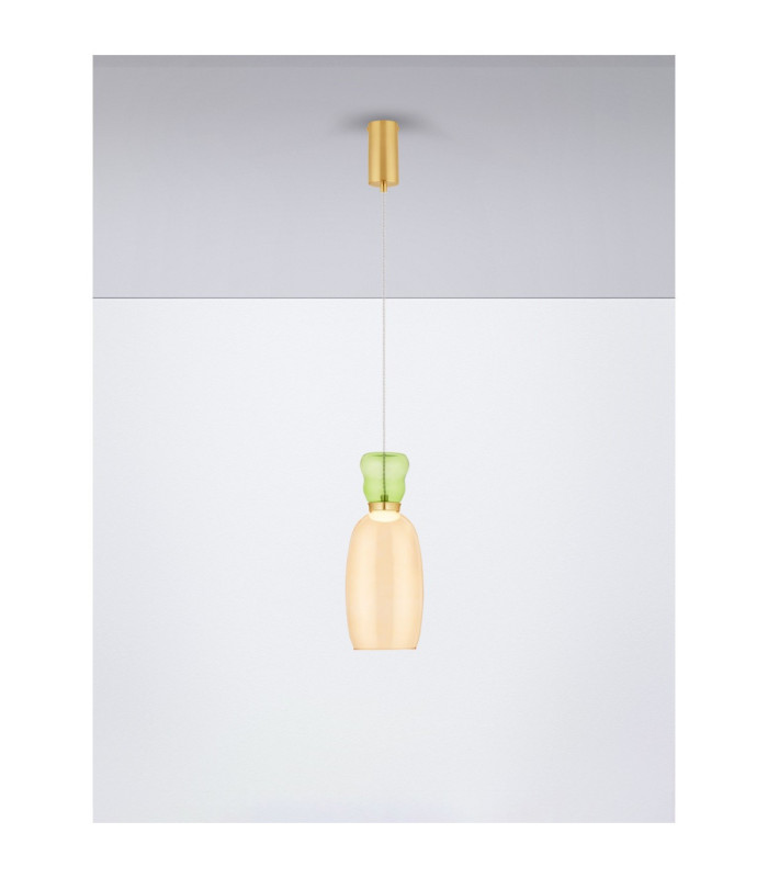 Pluma Slim Pendant Ceiling Light Glossy Light Green Yellow Gold LED 5W 450lm 3000K-4