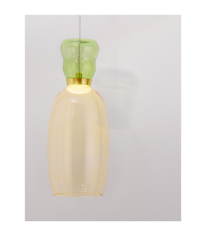 Pluma Slim Pendant Ceiling Light Glossy Light Green Yellow Gold LED 5W 450lm 3000K-6