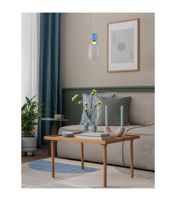 Pluma Slim Pendant Ceiling Light Glossy Light Blue Smokey Gold LED 5W 450lm 3000K-2