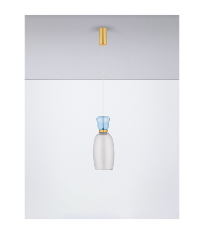 Pluma Slim Pendant Ceiling Light Glossy Light Blue Smokey Gold LED 5W 450lm 3000K-3