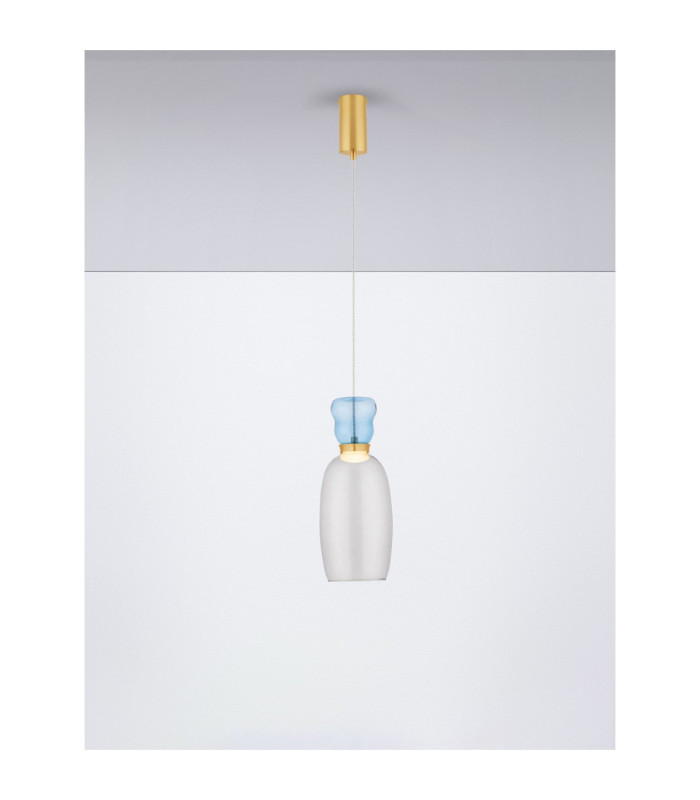 Pluma Slim Pendant Ceiling Light Glossy Light Blue Smokey Gold LED 5W 450lm 3000K-4