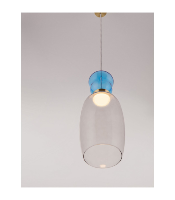 Pluma Slim Pendant Ceiling Light Glossy Light Blue Smokey Gold LED 5W 450lm 3000K-6