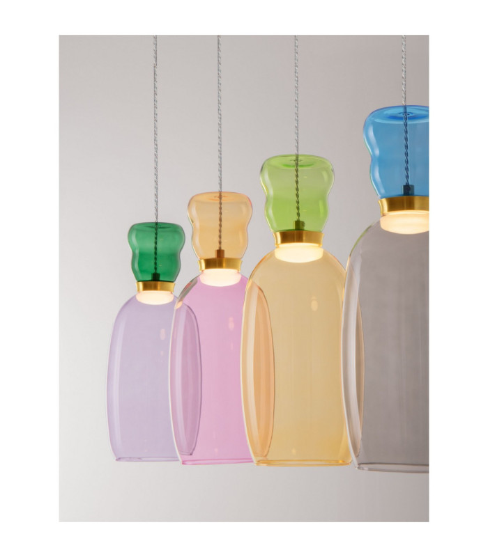 Pluma Bar Pendant Ceiling Light Glossy Purple Yellow Pink Light Green Light Blue Smokey Gold LED 20W 1800lm 3000K-2