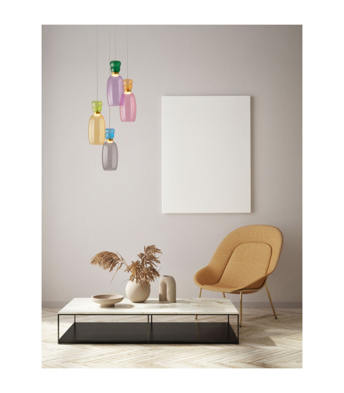 Pluma Cluster Pendant Ceiling Light Glossy Purple Yellow Pink Green Blue Smokey Gold LED 20W 1800lm 3000K-2
