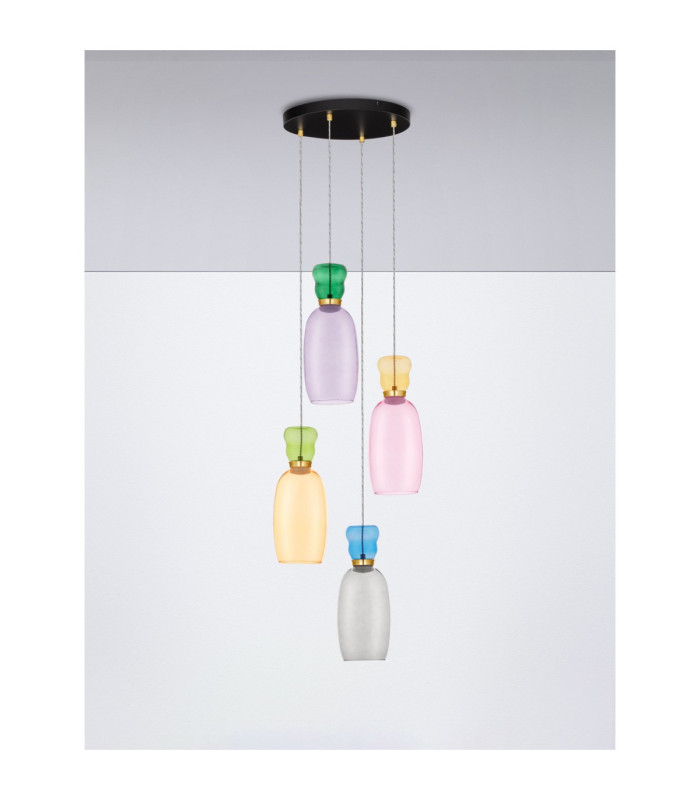Pluma Cluster Pendant Ceiling Light Glossy Purple Yellow Pink Green Blue Smokey Gold LED 20W 1800lm 3000K-3