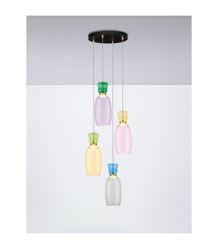 Pluma Cluster Pendant Ceiling Light Glossy Purple Yellow Pink Green Blue Smokey Gold LED 20W 1800lm 3000K-4