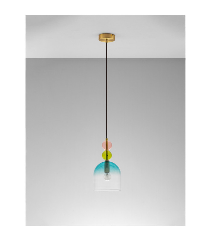 Murano Dome Pendant Ceiling Light Glossy Light Green Blue Pink Sandy Gold E14 1x5W-3
