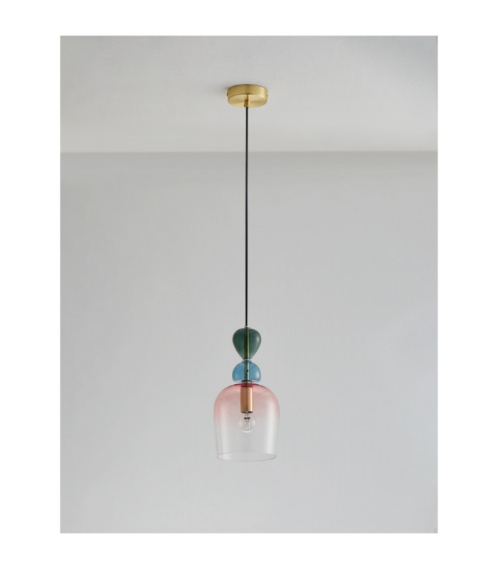 Murano Dome Pendant Ceiling Light Glossy Dark Green Blue Grey Pink Sandy Gold E14 1x5W-3