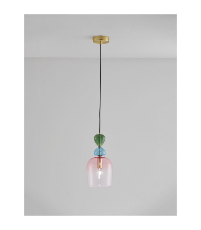 Murano Dome Pendant Ceiling Light Glossy Dark Green Blue Grey Pink Sandy Gold E14 1x5W-4