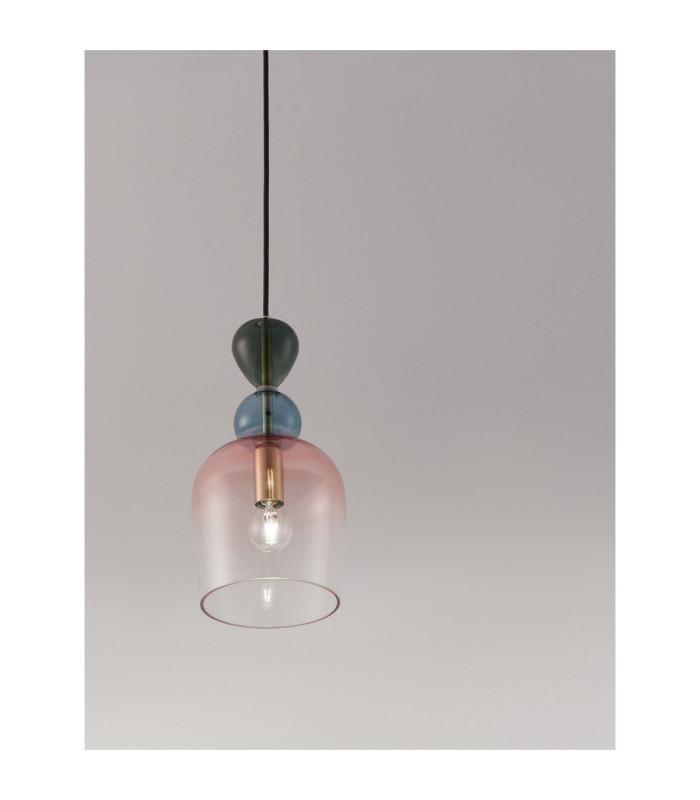 Murano Dome Pendant Ceiling Light Glossy Dark Green Blue Grey Pink Sandy Gold E14 1x5W-5
