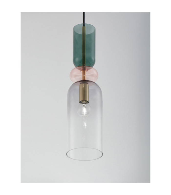 Murano Slim Pendant Ceiling Light Glossy Dark Green Pink Light Grey Sandy Gold E14 1x5W-2