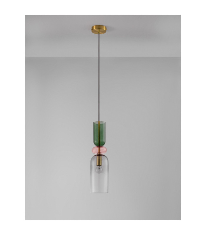 Murano Slim Pendant Ceiling Light Glossy Dark Green Pink Light Grey Sandy Gold E14 1x5W-3