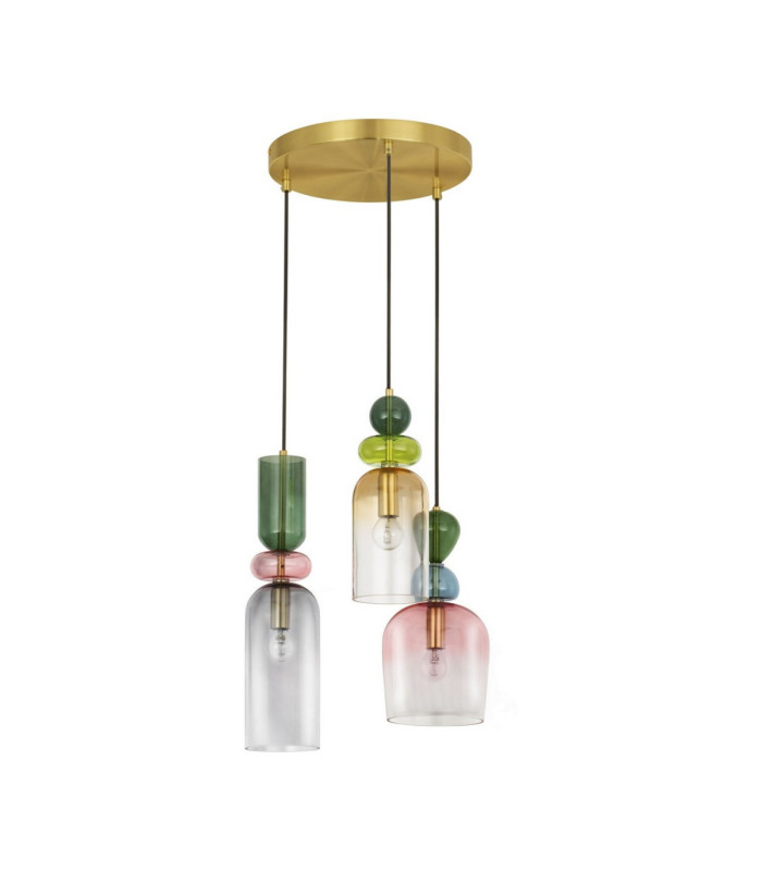 Murano Cluster Pendant Ceiling Light Glossy Dark Green Blue Grey Pink Orange Sandy Gold E14 3x5W-1