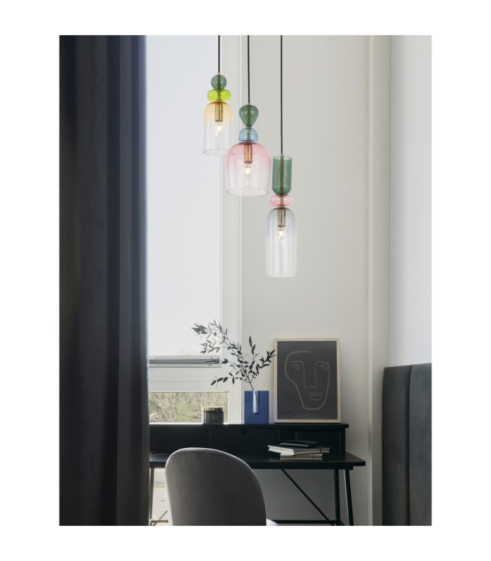 Murano Cluster Pendant Ceiling Light Glossy Dark Green Blue Grey Pink Orange Sandy Gold E14 3x5W-2