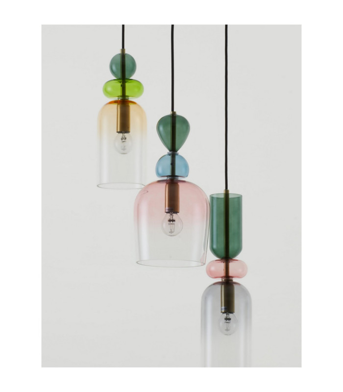 Murano Cluster Pendant Ceiling Light Glossy Dark Green Blue Grey Pink Orange Sandy Gold E14 3x5W-5