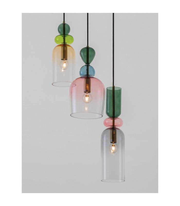Murano Cluster Pendant Ceiling Light Glossy Dark Green Blue Grey Pink Orange Sandy Gold E14 3x5W-6