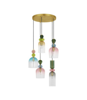 Murano Cluster Pendant Ceiling Light Glossy Dark Green Blue Grey Pink Orange Sandy Gold E14 5x5W-1