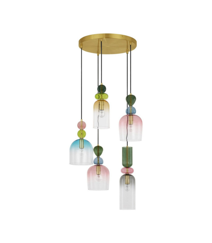 Murano Cluster Pendant Ceiling Light Glossy Dark Green Blue Grey Pink Orange Sandy Gold E14 5x5W-1