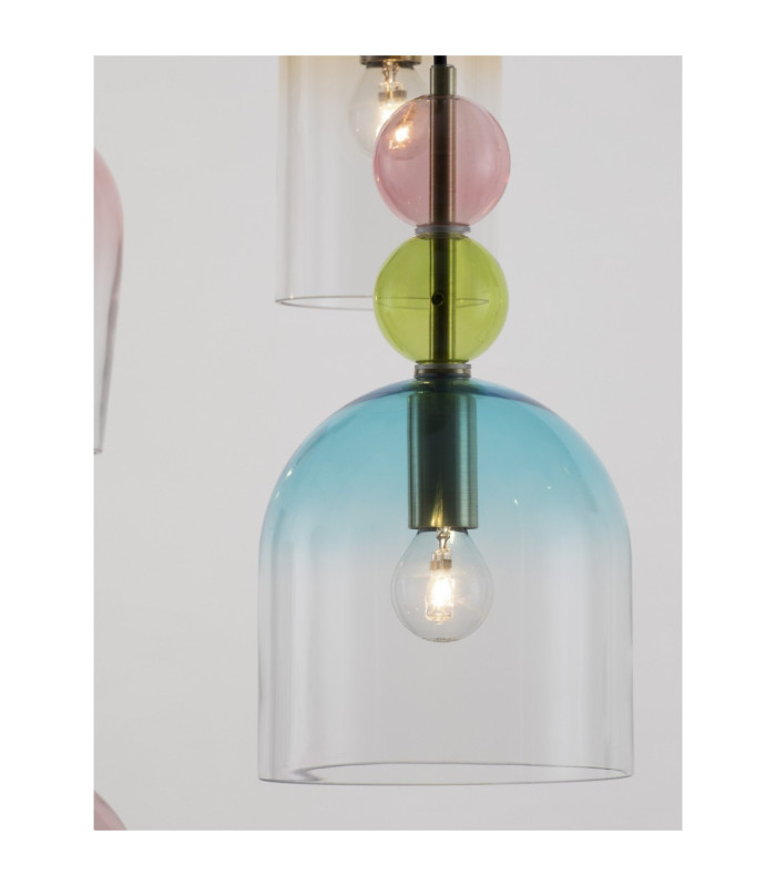 Murano Cluster Pendant Ceiling Light Glossy Dark Green Blue Grey Pink Orange Sandy Gold E14 5x5W-3