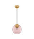 Midori Dome Pendant Ceiling Light Pink Brass Gold E27 1x12W-1