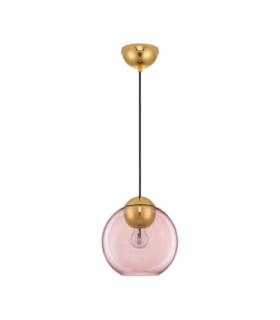 Midori Dome Pendant Ceiling Light Pink Brass Gold E27 1x12W-1
