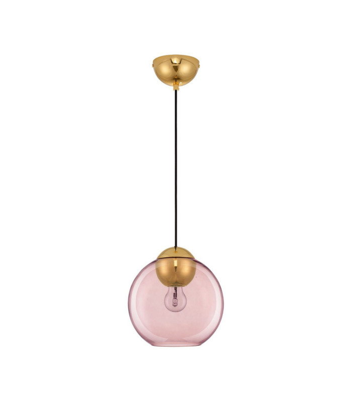 Midori Dome Pendant Ceiling Light Pink Brass Gold E27 1x12W-1