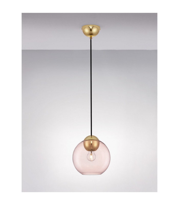 Midori Dome Pendant Ceiling Light Pink Brass Gold E27 1x12W-2