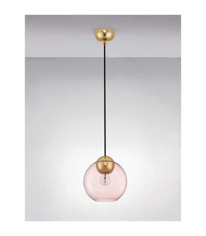 Midori Dome Pendant Ceiling Light Pink Brass Gold E27 1x12W-3