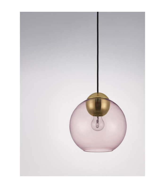 Midori Dome Pendant Ceiling Light Pink Brass Gold E27 1x12W-4