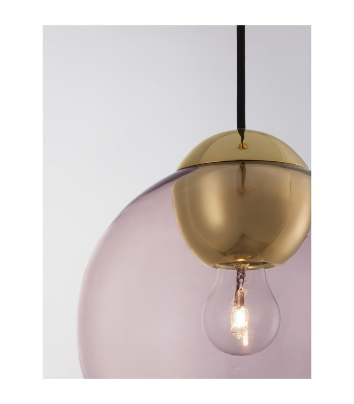 Midori Dome Pendant Ceiling Light Pink Brass Gold E27 1x12W-5