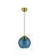 Midori Dome Pendant Ceiling Light Dark Blue Brass Gold E27 1x12W-1