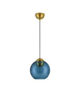 Midori Dome Pendant Ceiling Light Dark Blue Brass Gold E27 1x12W-1
