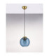 Midori Dome Pendant Ceiling Light Dark Blue Brass Gold E27 1x12W-4