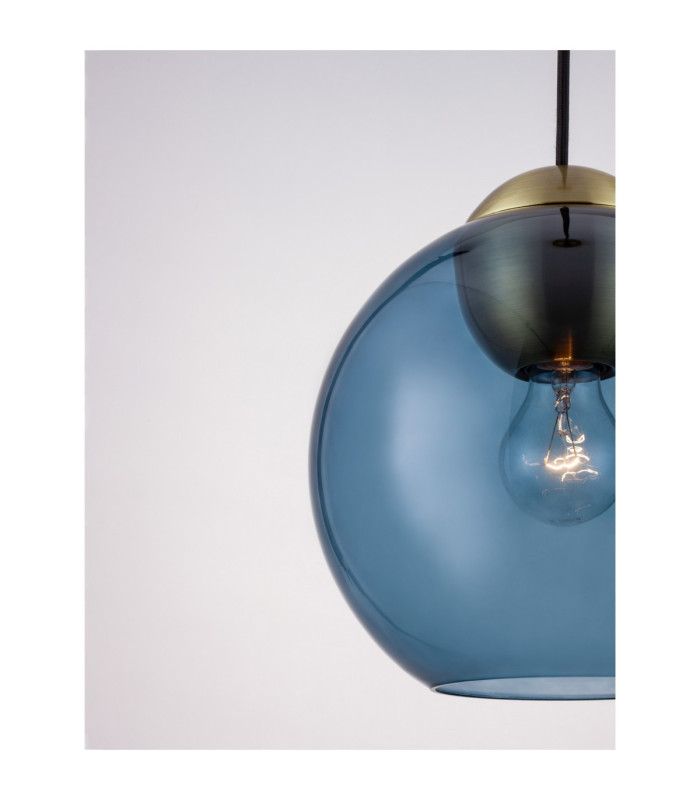 Midori Dome Pendant Ceiling Light Dark Blue Brass Gold E27 1x12W-6