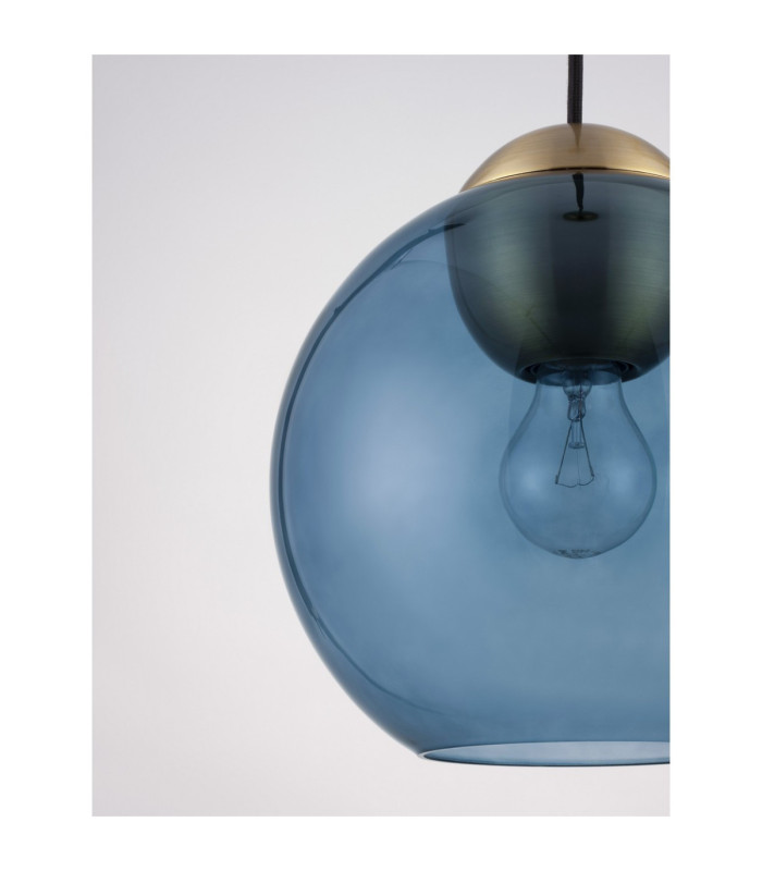 Midori Dome Pendant Ceiling Light Dark Blue Brass Gold E27 1x12W-7