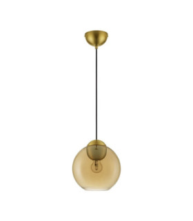 Midori Dome Pendant Ceiling Light Amber Brass Gold E27 1x12W-1