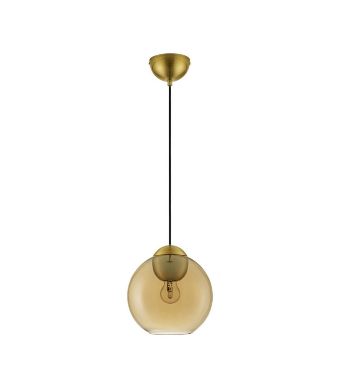 Midori Dome Pendant Ceiling Light Amber Brass Gold E27 1x12W-1