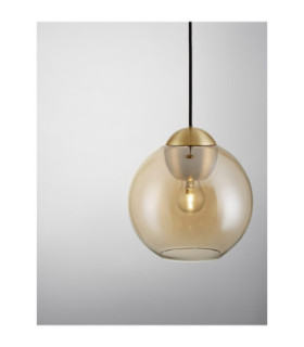 Midori Dome Pendant Ceiling Light Amber Brass Gold E27 1x12W-2
