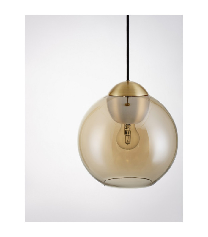 Midori Dome Pendant Ceiling Light Amber Brass Gold E27 1x12W-5