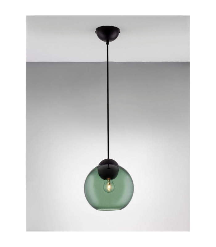 Midori Dome Pendant Ceiling Light Dark Green Matt Black E27 1x12W-2