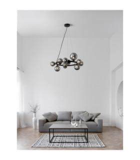 Odillia Globe Pendant Ceiling Light Smokey Matt Black LED G9 11x5W-2