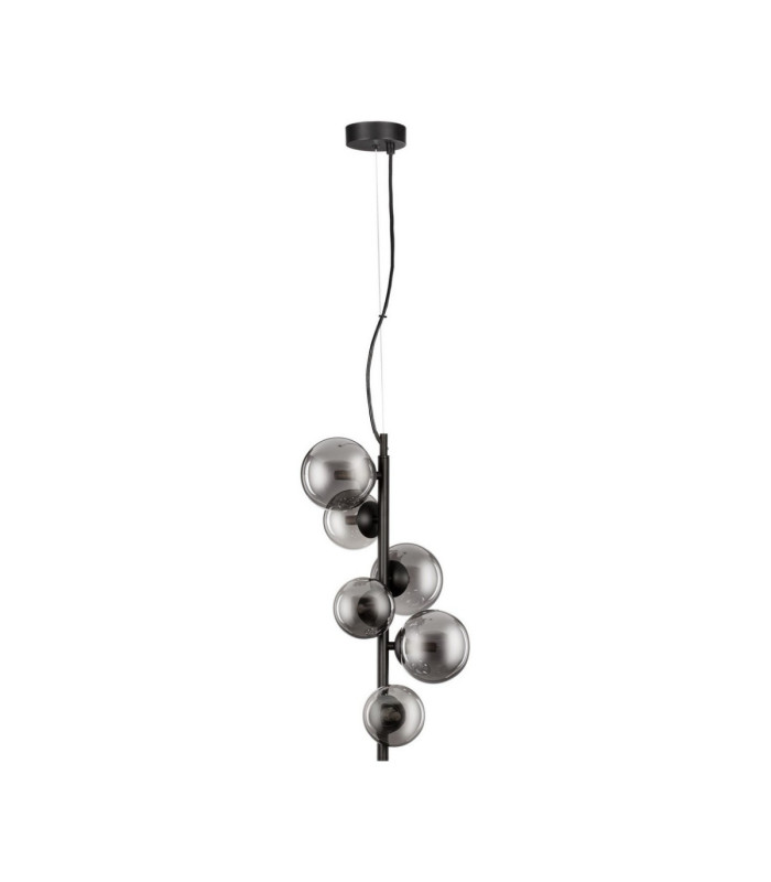 Odillia Globe Pendant Ceiling Light Smokey Matt Black LED G9 6x5W-1