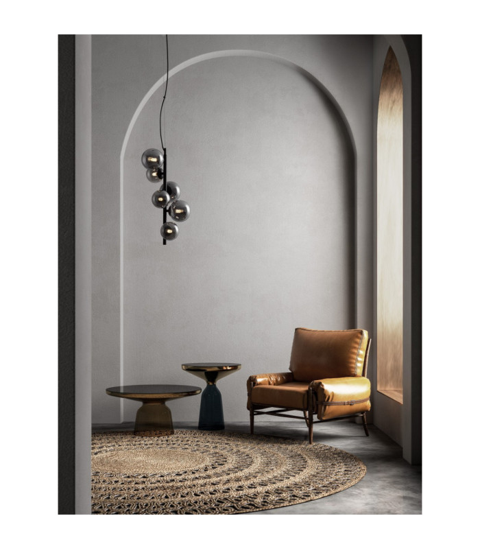 Odillia Globe Pendant Ceiling Light Smokey Matt Black LED G9 6x5W-2